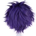 thumbnail image 4 of Gorro para el pelo + peluca de Cosplay púrpura ondulada corta, pelo sintético, pelucas de Anime, peluca de disfraz para fiesta de Halloween, 4 of 4