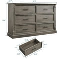 thumbnail image 2 of Grey 6 Drawer Dresser for Bedroom, Farmhouse 47.2" Wide Chest of Drawers with Metal Handles, Rustic Double Wood Dresser, Storage Dressers Organizer for Living Room, Nursery, 2 of 8