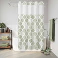 thumbnail image 6 of No Hook Shower Curtain, Sage Green Geometric Shower Curtains for Bathroom with See Through Top Window, Moroccan Chic Abstract Plaid Art Waterproof & Washable Bath Curtain Small Stall 36"x78", 6 of 9