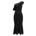 thumbnail image 2 of Gibobby Vestidos de fiesta elegantes Vestido negro de longitud media para mujer con hombros caídos Vestido de noche(Negro,CH), 2 of 5
