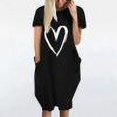 thumbnail image 1 of Robes Robe d'Été Décontractée Ample Imprimé Amour Manches Courtes Col en V Noir Xxxxl, 1 of 5