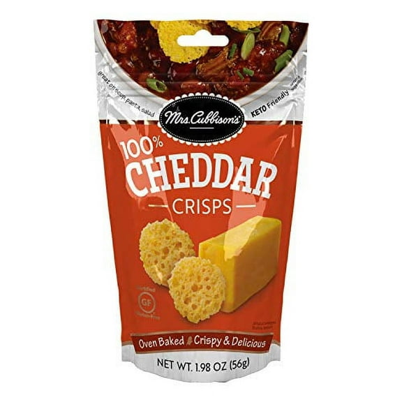 Mrs. Cubbison's Cheese Crisps - 100% Real Cheese, Keto Friendly, Great for Snacking and Salad Topper - Cheddar Flavor, 1.98 Ounce (Pack of 1)
