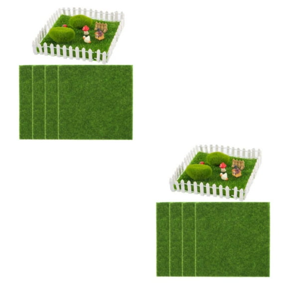 relayinert 4pcs Scratch-proof Artificial Grass Mat For Balcony And Aquarium Synthetic Artificial Grass ABS Artificial Grass Lawn 2Set