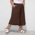 thumbnail image 4 of Homenesgenics Shorts for Women Women Plus Size Linen Casual Solid Color 3/4 Shorts Shorts Drawstring with Pockets Shorts Brown L, 4 of 7