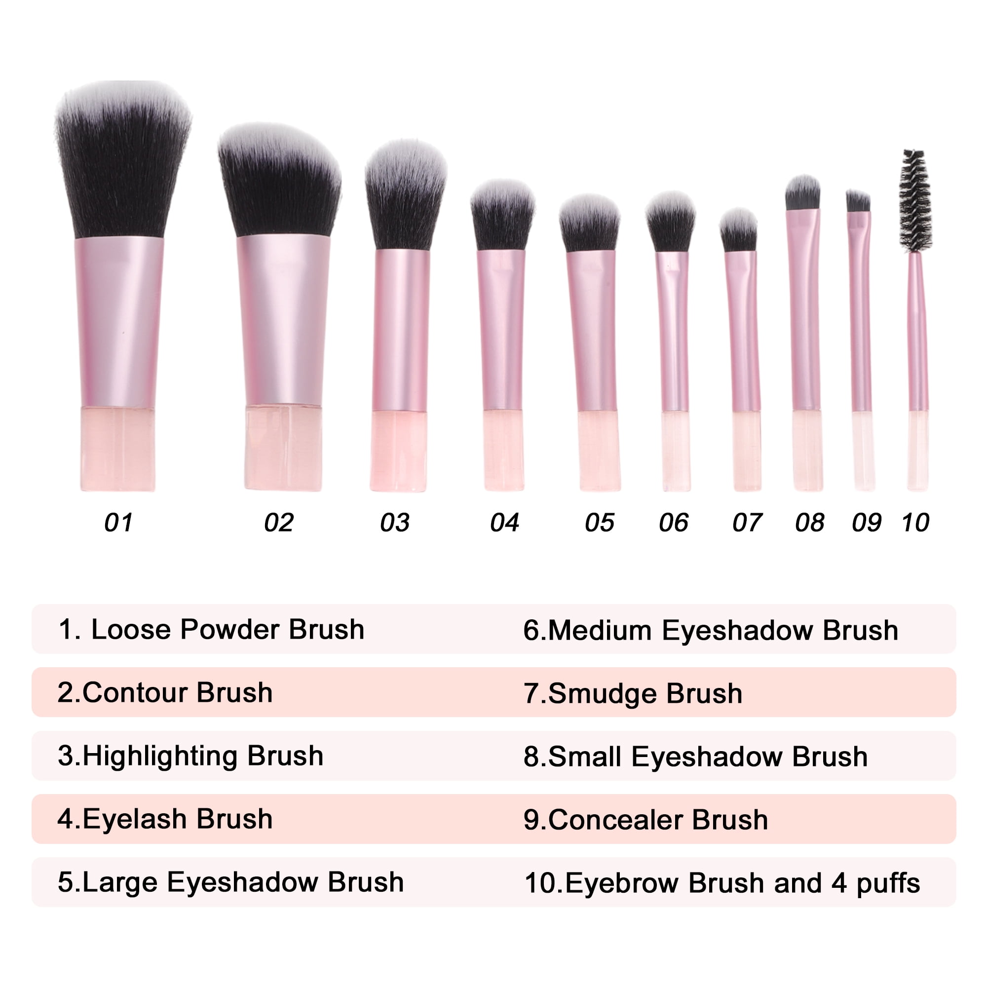 Unique Bargains Makeup Brush Set for Vacation 14 Pcs Pink