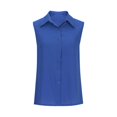 thumbnail image 2 of Women's Sleeveless Button Down Shirts Blouses Solid Casual Loose V Neck Tank Tops for Work Summer 2025 S-XXL, 2 of 5