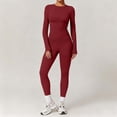 thumbnail image 4 of Ensemble de Yoga pour Femmes, Mode Décontractée Couleur Unie Manches Longues Col Rond Ajusté, Pantalons pour Femmes, 4 of 7