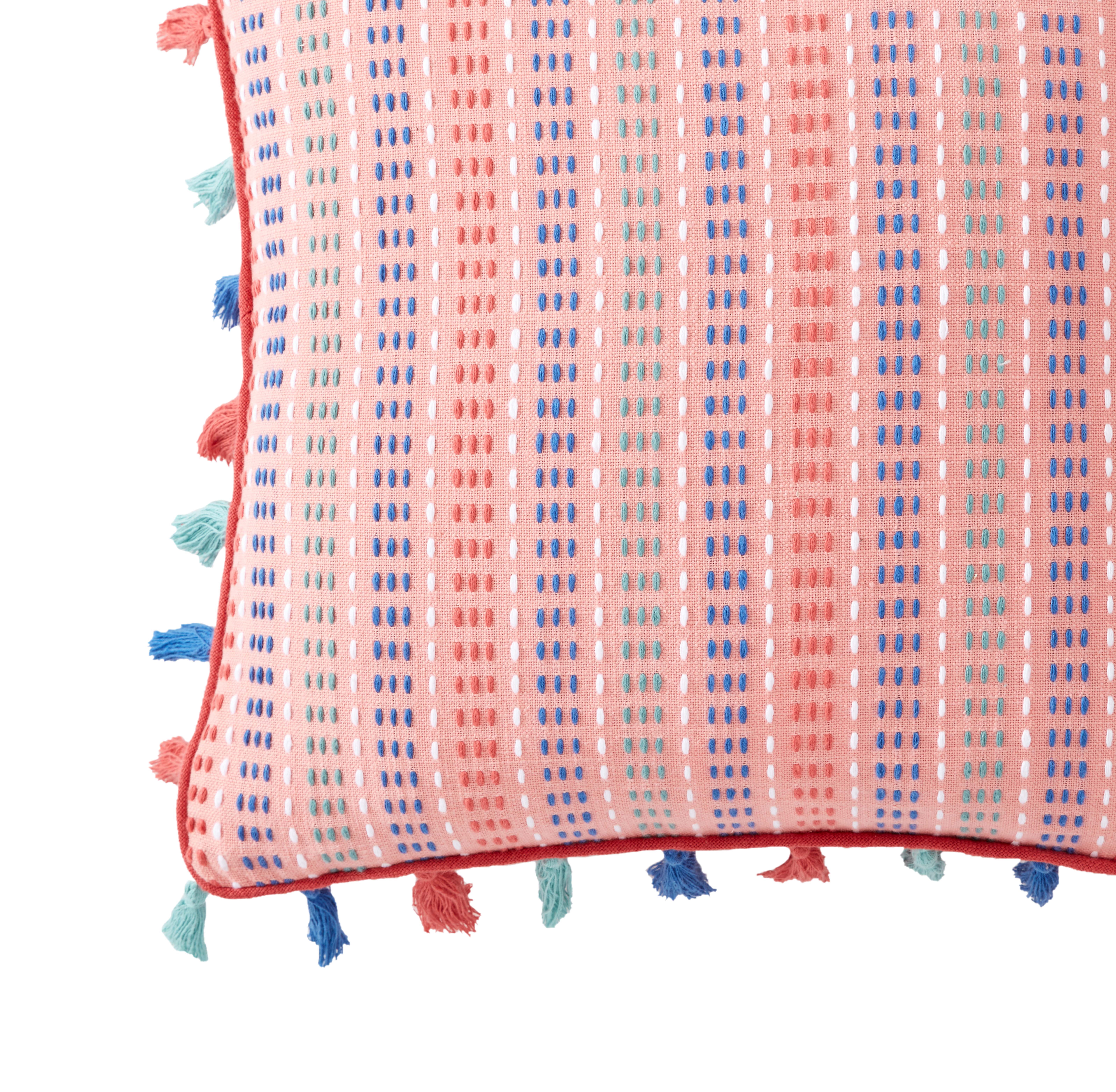 The Pioneer Woman Kantha Stitch Decorative Throw Pillow, Blush, 18" x 18"