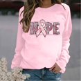 thumbnail image 2 of Jinhomg Comfy Long Sleeve Sweatshirt for Women Trendy Breast Pink Ribbon Print Tee Shirts Fall Winter Casual Loose Pullover Tops Cyber and Monday Deal Pink M, 2 of 5