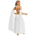 thumbnail image 2 of dPois Women's Belly Dance Outfit Arabian Princess Halter Bra Top with Maxi Skirts Split Sleeves White S, 2 of 7