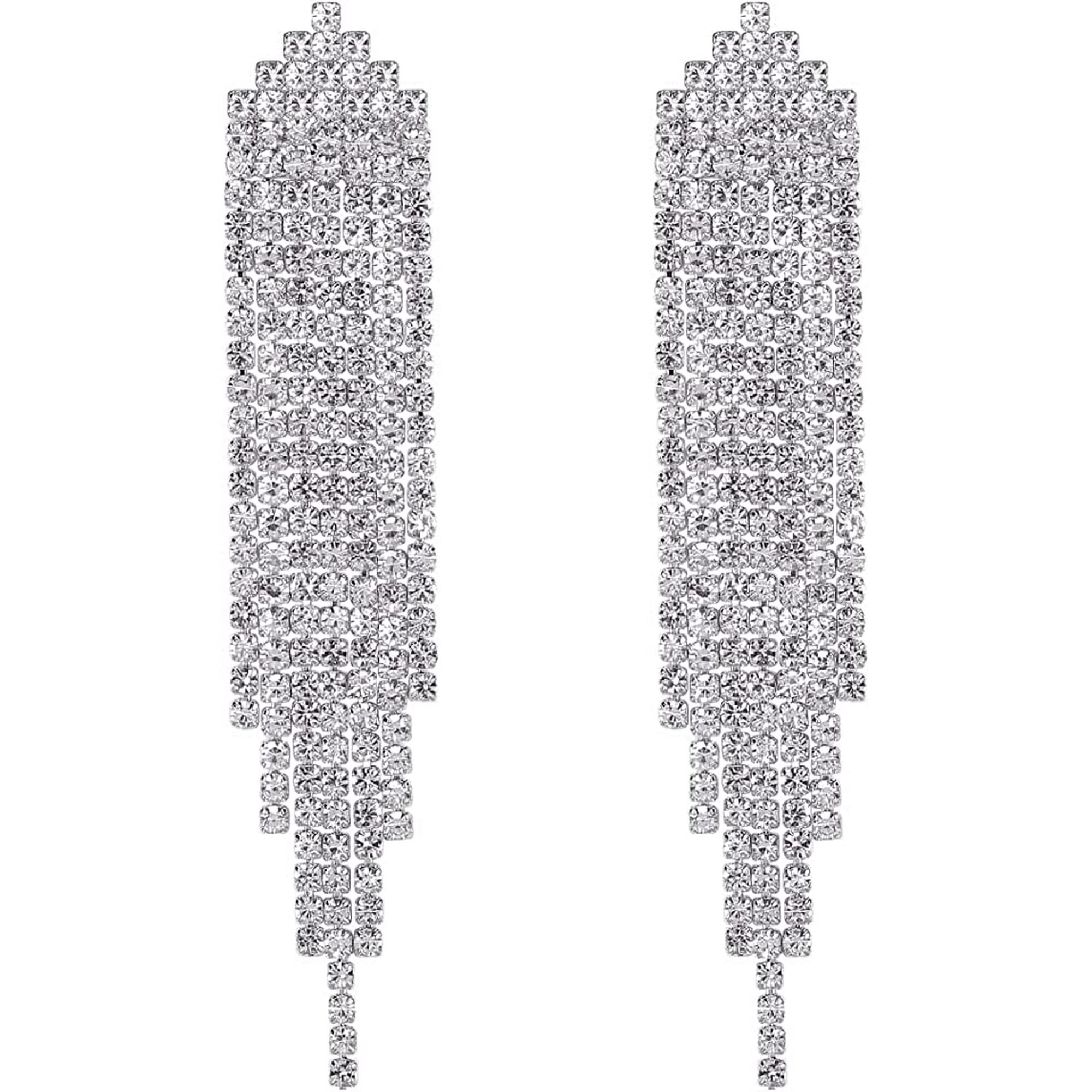 Tassel Dangle Linear Drop Earrings Party Jewelry S925 Sterling Silver Post Drop Dangle Earrings for Women Girls Walmart