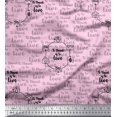 thumbnail image 1 of Soimoi Pink Cotton Poplin Fabric To Travel Is To Live Text Decor Fabric Printed Yard 42 Inch Wide, 1 of 2