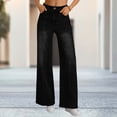 thumbnail image 3 of qucoqpe Jeans for Women Trendy High Waist Wide Leg Straight Denim Pants Casual Loose Fit Trousers with Pockets Black L, 3 of 7