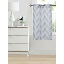 LUSCH DÉCOR 1PC C37 VALANCE CURTAIN SEMI SHEER CHEVRON ZIG ZAG GROMMET PANEL CHARCOAL /WHITE SEE THRU WINDOW PANEL KITCHEN, BATHROOM, RESTAURANT SIZE 28" WIDE X 34" LENGTH