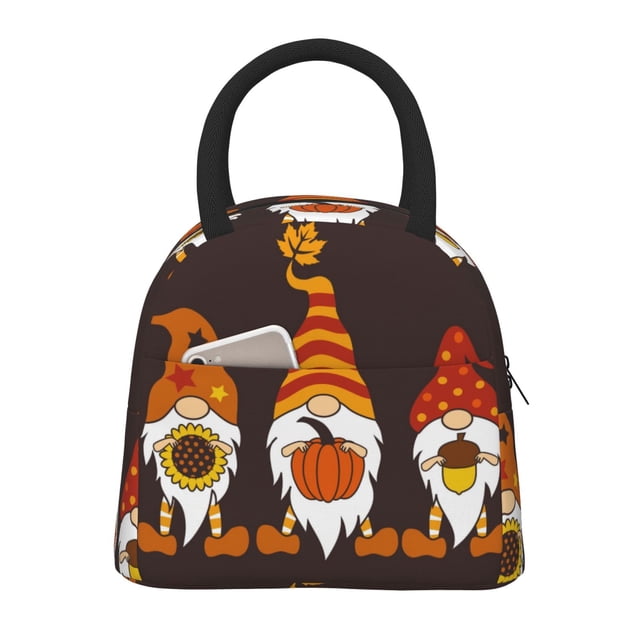 Balery Fall Gnomes Bolsa de Almuerzo para Mujeres, Caja de Almuerzo, Bolsa de Almuerzo Pequeña Impermeable, Tote de Almuerzo Reutilizable con Gran Capacidad
