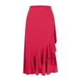 thumbnail image 4 of Women's Skirts Summer Elegant Chiffon Skirt Casual Swing Skirt High Waist Plain Ruffles A-Line Dresses Solid Color Office Work Maxi Dress Skirt, 4 of 7