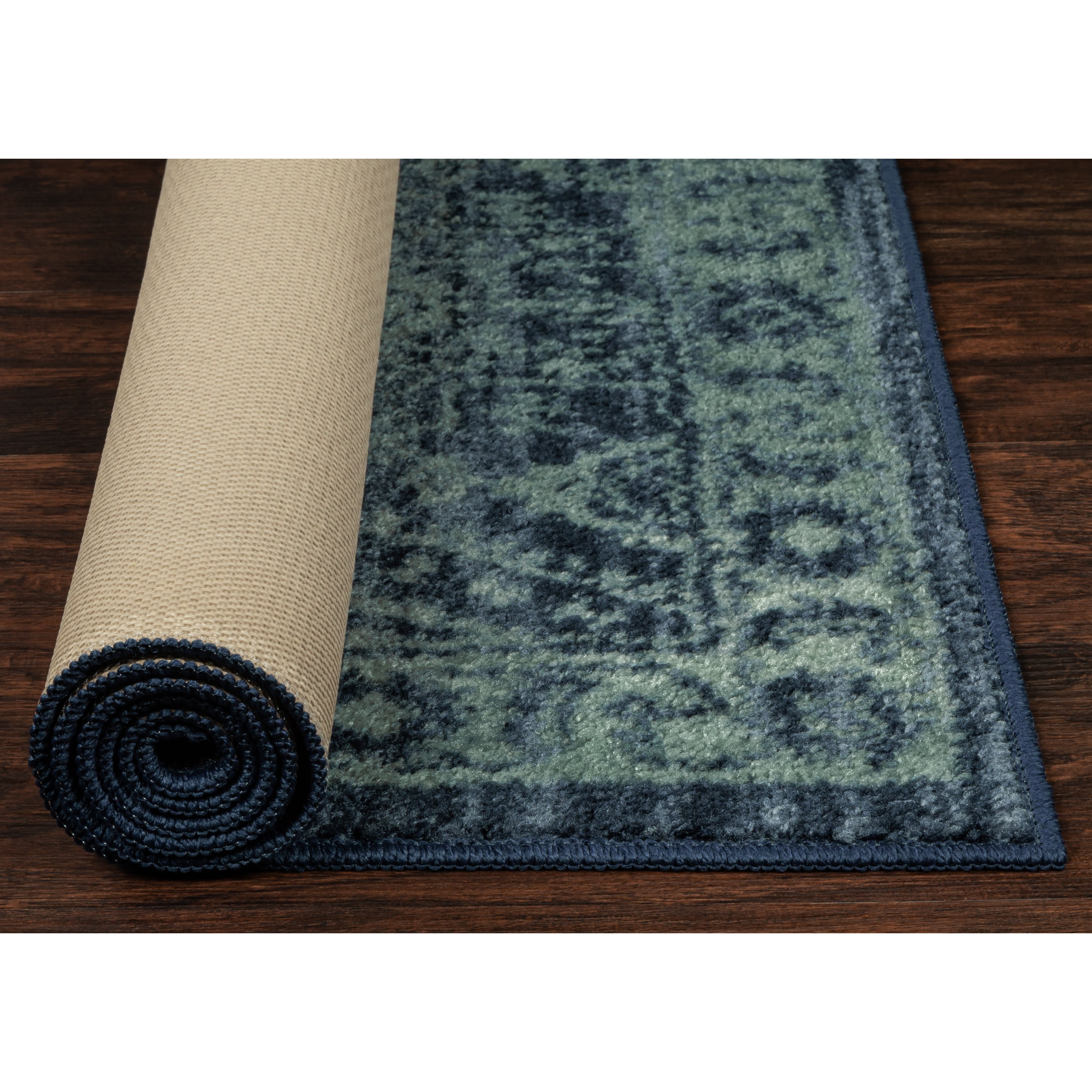 Maples Rugs Georgina Traditional Vintage Navy Green Washable Entryway Area Rug, 2'6 x 3'10