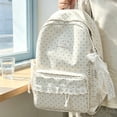 thumbnail image 6 of Cute Lace Backpack, Aesthetic Laptop Daypack with Bow Accessories, Large Capacity School Backpack with Side Pockets, Lightweight Travel Bag for Students, College, Work and Daily Use, White, 6 of 6