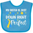 thumbnail image 3 of Inktastic My Sister is Just Down Right Perfect Down Syndrome Awareness Ribbon Boys or Girls Baby Bib, 3 of 4