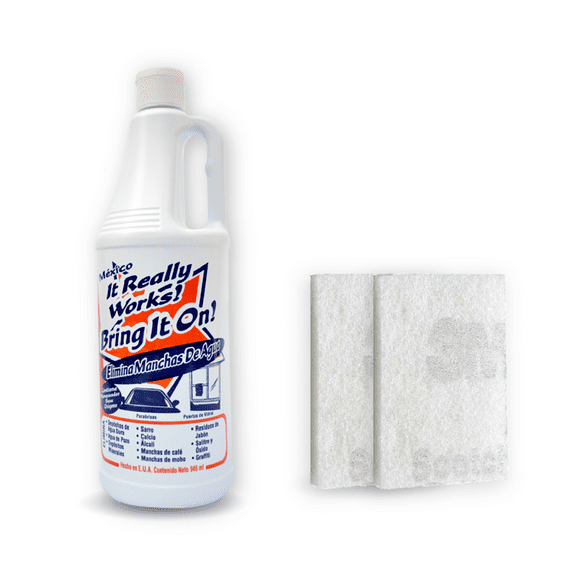 Limpiador BRING IT ON - Quita Gotas Limpia Vidrio Cromo Azulejo Aluminio Acero Sarro Óxido y Más 946ml (1.2 kgs)