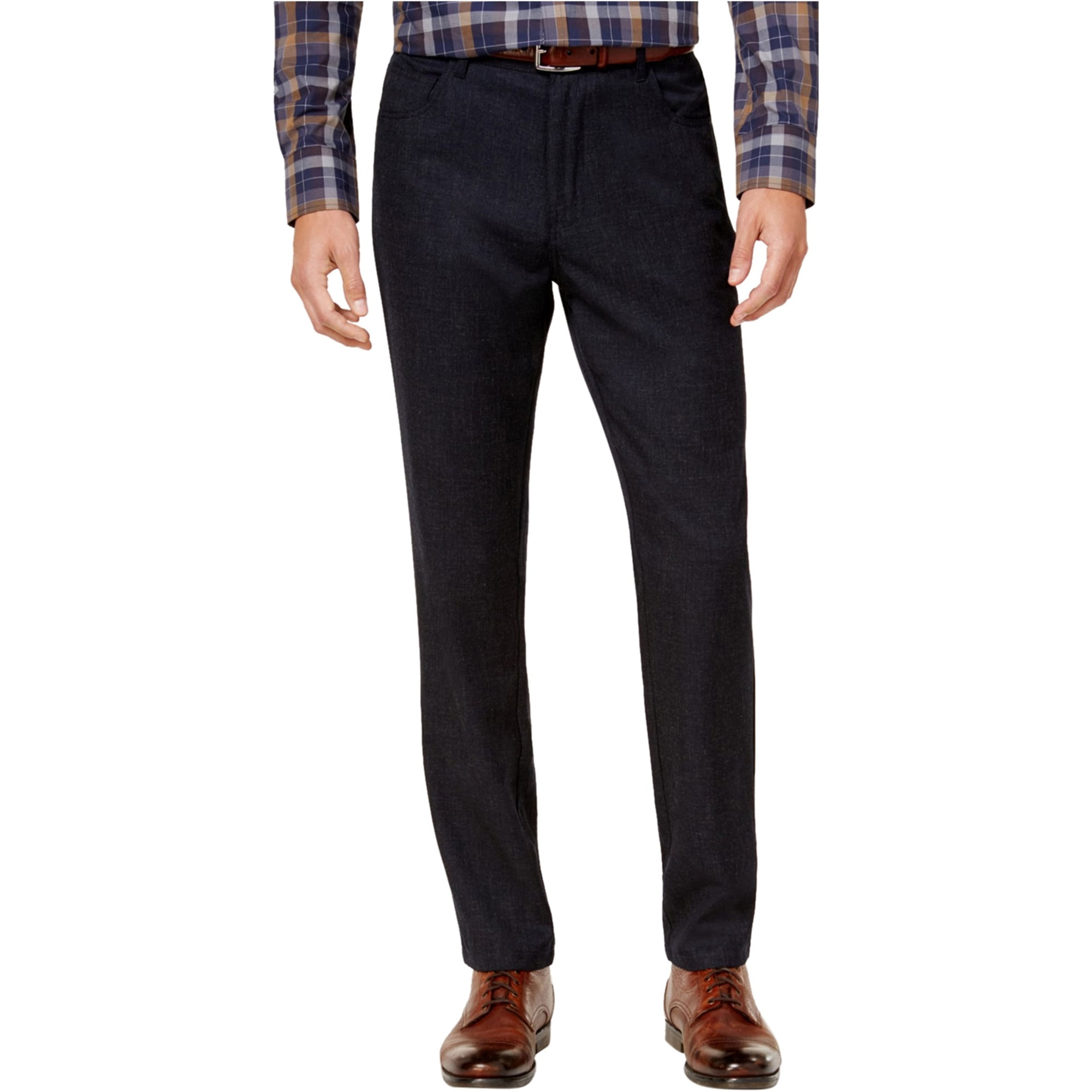 Ryan Seacrest Distinction New Blue Solid Slim-fit Pants Navy 32W x 32L 