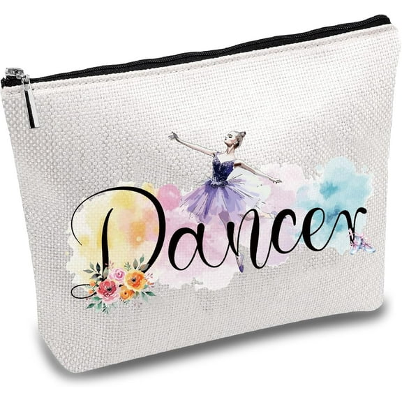 Dancer Survival Kit Bag Dancer Makeup Bag Polycotton Cosmetic Multi-Purpose Bag with Zipper Love Dance Travel Canvas Work Pouch Bags for DIY Women Dance Lover Teacher Student Gifts 10 x 7 Inch