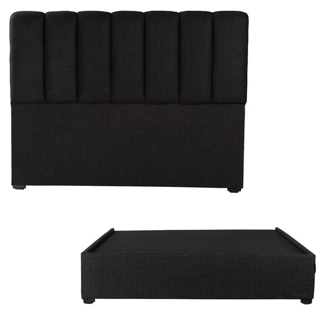 Recámara Queen SIze Kami Negro con Cabecera + Box Base Cama