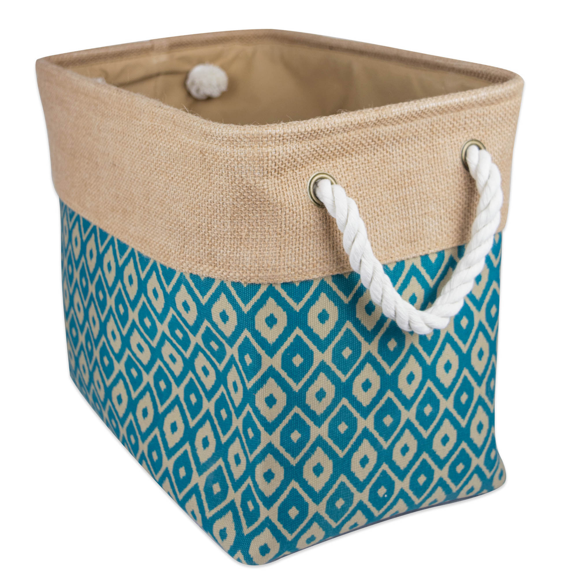 DII Collapsible Burlap Storage Basket or Bin with Durable Cotton