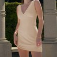thumbnail image 1 of Vestido Sin Mangas Mini vestido de cóctel de satén sólido sin espalda para mujer Clubwear (Beige L) Cgtredaw Para estrenar, 1 of 1