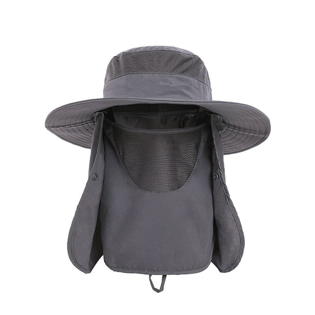 Ounissouiy Sombrero para el sol para hombre, circunferencia de la capucha ajustable para un ajuste, sombrero para el sol de secado rápido al aire Pescar Gris oscuro
