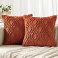 thumbnail image 1 of Qucyy Fall Rust 18x18 Inch, Soft Plush Faux Wool Couch Pillow Covers Set of 2 Decorative Boho Throw Pillows for Sofa Living Room Bed Rust 18x18 Inch (Pack of 2), 1 of 5
