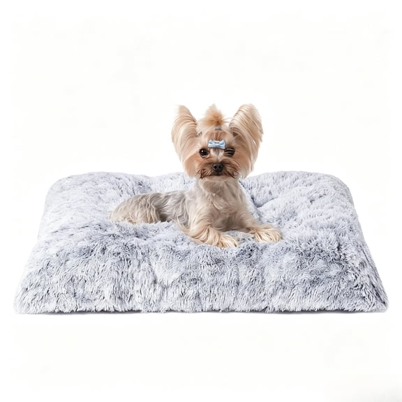 Dog Bed Crate Pad, Deluxe Plush Washable Dog Beds Fulffy Soft Kennel Pad Anti-Slip Pet Sleeping Mat for Medium Large Dogs