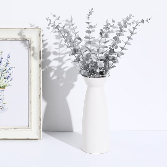 LOLIPPYY 20Pcs Plated Silver Artificial Eucalyptus Branches with Leaves for Wedding and Holiday Decoration