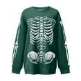 thumbnail image 3 of Halloween Skeleton Sweatshirts for Women 2025 Long Sleeve Crewneck Skeleton Graphic Sweatshirt Pullover Tops, 3 of 5