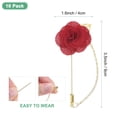 thumbnail image 3 of Uxcell 10 Paquete Alfiler de Broche de Camelia Flor de Tela con Broche de Hoja Dorada Roja, 3 of 7