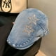 thumbnail image 2 of Gorra plana de mezclilla para mujer con brillantes parches de estrellas, 2 of 2