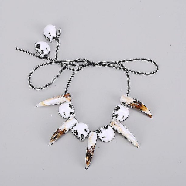 Collar de calavera de Halloween con esqueleto de mano, hueso, dientes afilados, gargantilla fresca, cadena de mano, colgante de garra fantasma, pulsera, joyería para hombres y muje