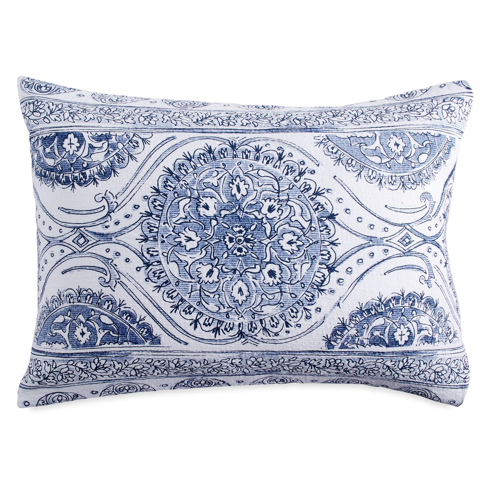 Stunning Linen Matelasse Center Medallion Floral Design Pillow Sham King 