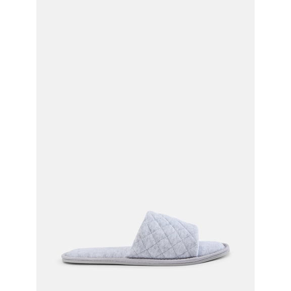 Time and Tru Women's Quilted Single Band Slide Slippers, Wide Width Available