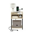 thumbnail image 6 of Furinno Moretti USB and Type-C Charging Port Open Storage Side Table with Metal Frame, Bauhaus Oak, 6 of 6