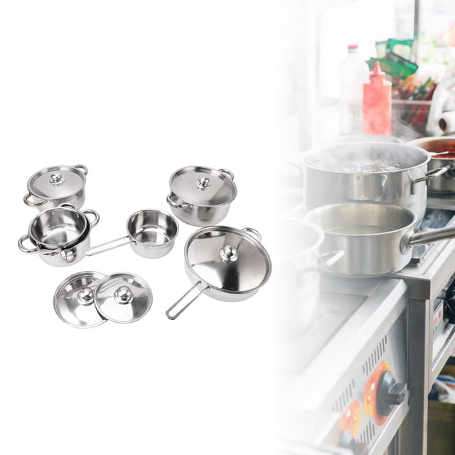7 Piece Cookware Set, Cookware Set Heat Resistant Double Ear Soup Pot Stainless Steel for Kitchen