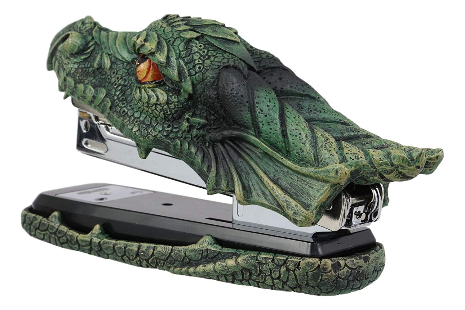 Legendary Green Fire Dragon Head Stapler Light Duty Office Desktop Stationery