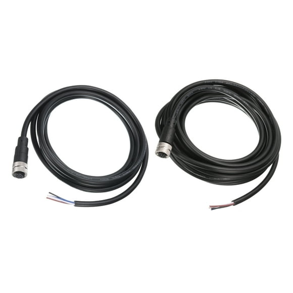 Unique Bargains Pack of 2 M12 Female Straight 4 Pin Connector Aviation Socket Electrical Cable 2M/5M