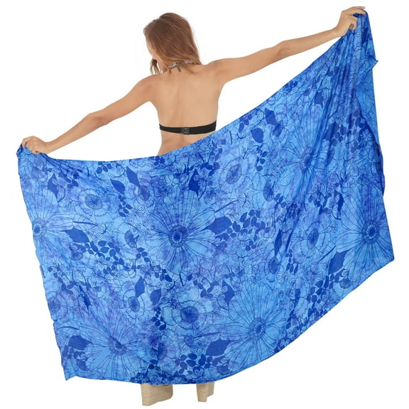 HAPPY BAY Women's Beachwear Summer Bikini Wraps Beach Wrap Coverups Sarong Skirt Bathing suit Swimsuit Swimwear Swim Cover up for Women One Size Royal, Leaves