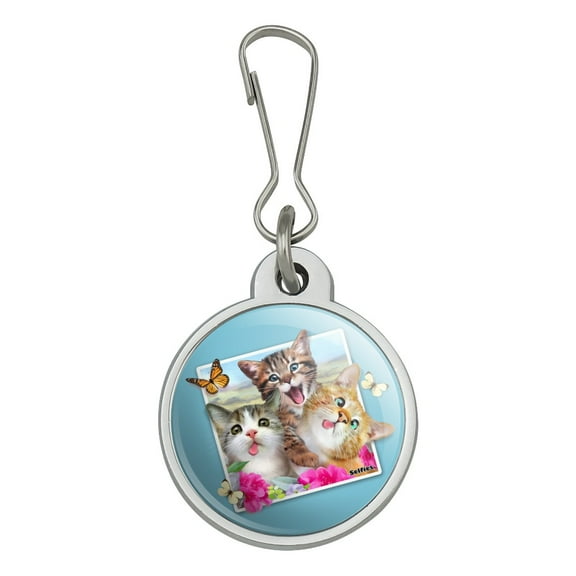 Cats Selfie Picture Jacket Handbag Purse Luggage Backpack Zipper Pull Charm