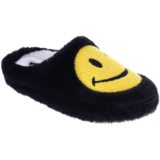 Joe Boxer Women's Plush Slipper, Mr. Winky Novelty Clog Slipper, Black