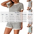 thumbnail image 3 of Kaemgyyd 2 Piece Lounge Sets for Women Summer Striped Crew Neck Top Shorts Matching Sets Color Block Sleepwear（Brown,Large）, 3 of 6