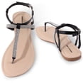 thumbnail image 5 of Harvest Land Women Flat Sandals T-Strap Rhinestone Dressy Thong Sandals for Ladies Summer Beach, 5 of 9