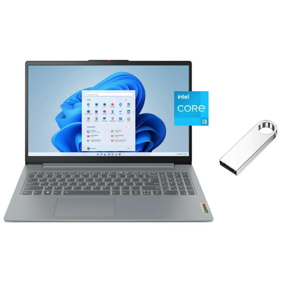 Lenovo IdeaPad Slim 15.6" FHD Laptop | Intel Core i3-N305 Processor |Intel UHD Graphic| 720P Webcam | Grey | 8GB RAM DDR5 | 256GB SSD | Windows 11 S | Bundle with 64GB USB Flash Drive
