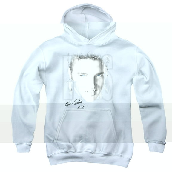 Elvis Presley Blue Eyes Youth Pullover Hoodie Sweatshirt White